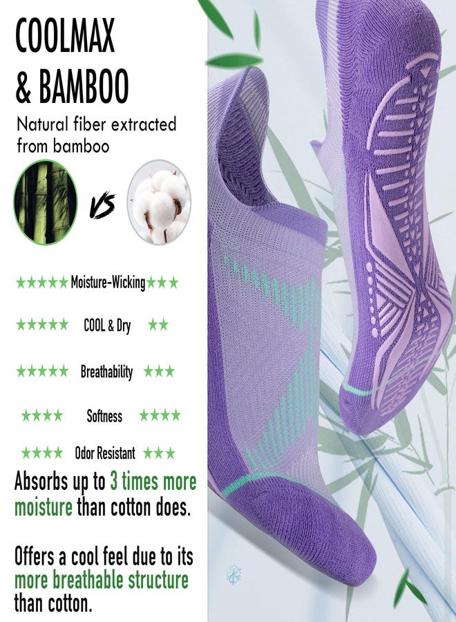 BRISIRA Pilates Socks with Grips Women Non Slip Grippy Yoga Socks Coolmax Bamboo Viscose Compression Barre Hospital Barefoot - Image 2